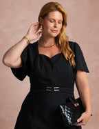 Vestido Midi Cintura Com Fivela Preto