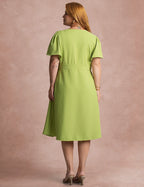 Vestido Midi Cintura Com Fivela Verde