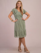 Vestido Midi Com Bordado Musgo