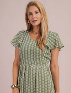 Vestido Midi Com Bordado Musgo