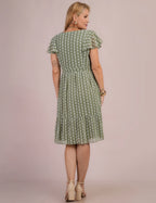Vestido Midi Com Bordado Musgo