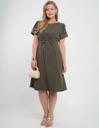Vestido Midi Alfaiataria Com Pesponto Musgo