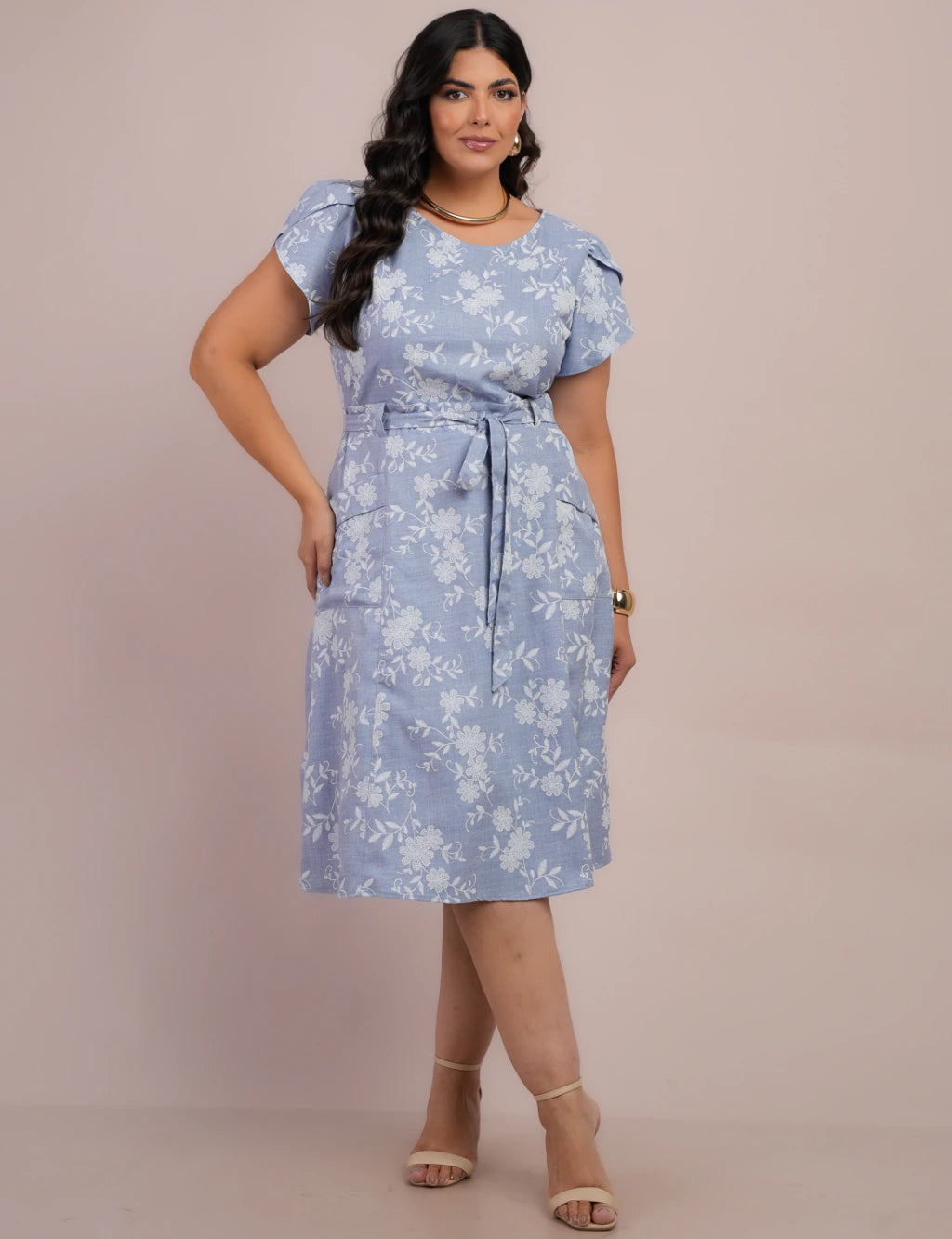 Vestido Curto Alfaiataria Com Textura Bolso Azul