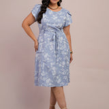 Vestido Curto Alfaiataria Com Textura Bolso Azul