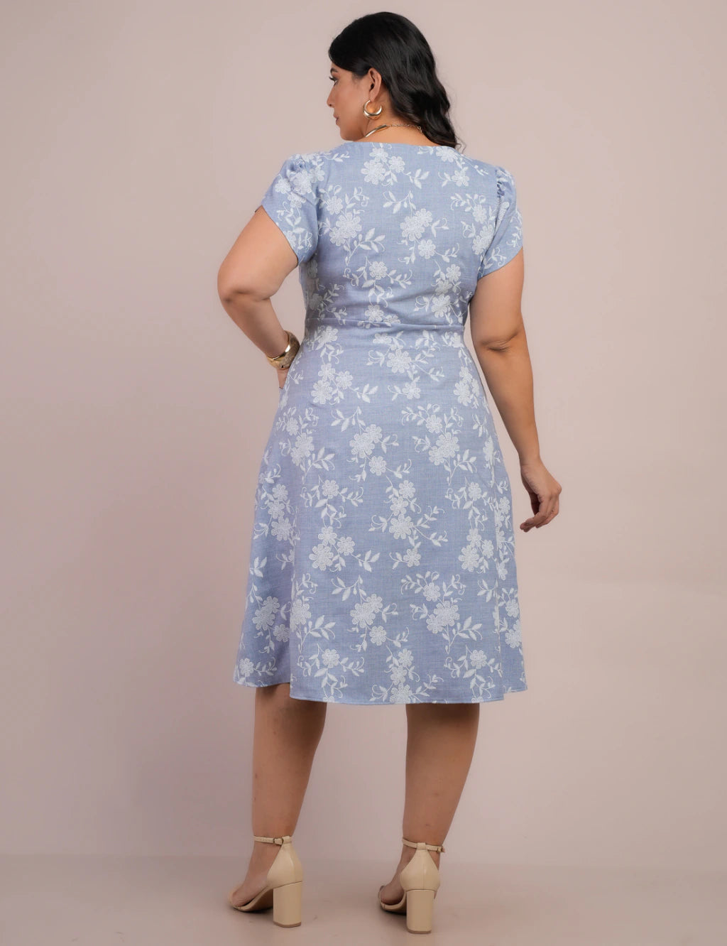 Vestido Curto Alfaiataria Com Textura Bolso Azul