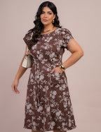 Vestido Curto Alfaiataria Com Textura Bolso Marrom