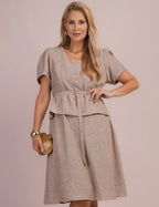 Vestido Midi Decote Princesa Marrom