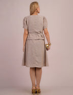 Vestido Midi Decote Princesa Marrom