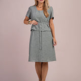 Vestido Midi Decote Princesa Cinza
