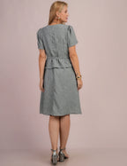 Vestido Midi Decote Princesa Cinza