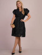Vestido Midi Com Cinto Preto