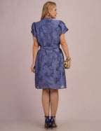 Vestido Midi Com Cinto Azul