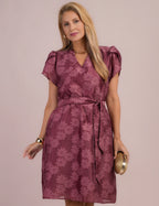 Vestido Midi Com Cinto Vinho