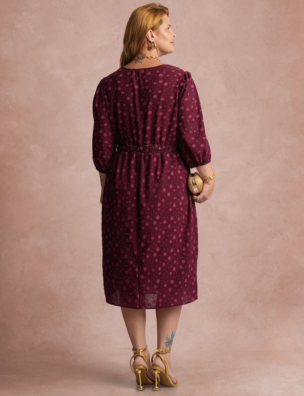 Vestido Midi Gola Boba Vinho