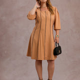 Vestido Midi Com Vivo Bege