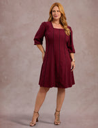 Vestido Midi Com Vivo Vinho