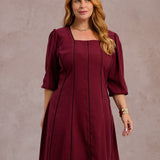 Vestido Midi Com Vivo Vinho