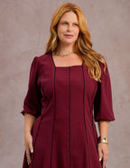 Vestido Midi Com Vivo Vinho
