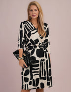 Vestido Midi Estampado Preto