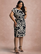 Vestido Midi Estampado Preto