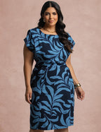 Vestido Midi Estampado Marinho