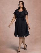 Vestido Midi Com Cinto Preto