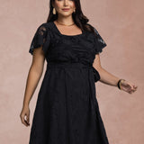 Vestido Midi Com Cinto Preto
