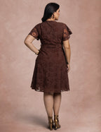 Vestido Midi Com Cinto Marrom