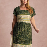 Vestido Midi Estampa Barrado Verde