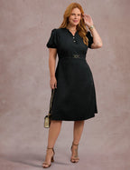 Vestido Midi Cintura Com Fivela Preto