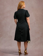 Vestido Midi Cintura Com Fivela Preto