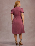Vestido Midi Cintura Com Fivela Vinho