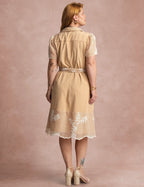 Vestido Curto Bordado Bege