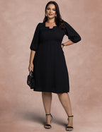 Vestido Midi Plissado Com Bolso Preto