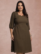 Vestido Midi Plissado Com Bolso Musgo