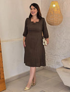 Vestido Midi Plissado Com Bolso Musgo