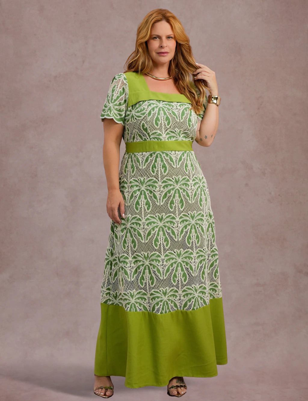 Vestido Longo Bordado Verde