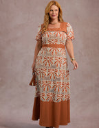 Vestido Longo Bordado Marrom