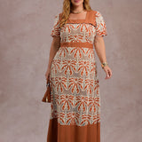 Vestido Longo Bordado Marrom