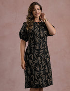 Vestido Midi Estampado Tubinho Preto