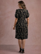 Vestido Midi Estampado Tubinho Preto