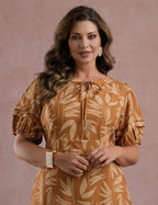 Vestido Midi Estampado Tubinho Bege