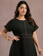 Vestido Midi Com Vivo Frente Preto