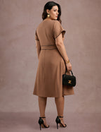Vestido Midi Com Vivo Frente Marrom