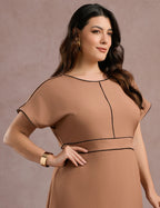 Vestido Midi Com Vivo Frente Marrom