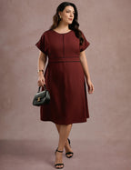 Vestido Midi Com Vivo Frente Vinho