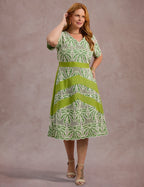 Vestido Midi Com Borbado Verde