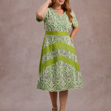 Vestido Midi Com Borbado Verde