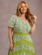 Vestido Midi Com Borbado Verde
