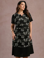 Vestido Midi Linho Com Bordado Preto